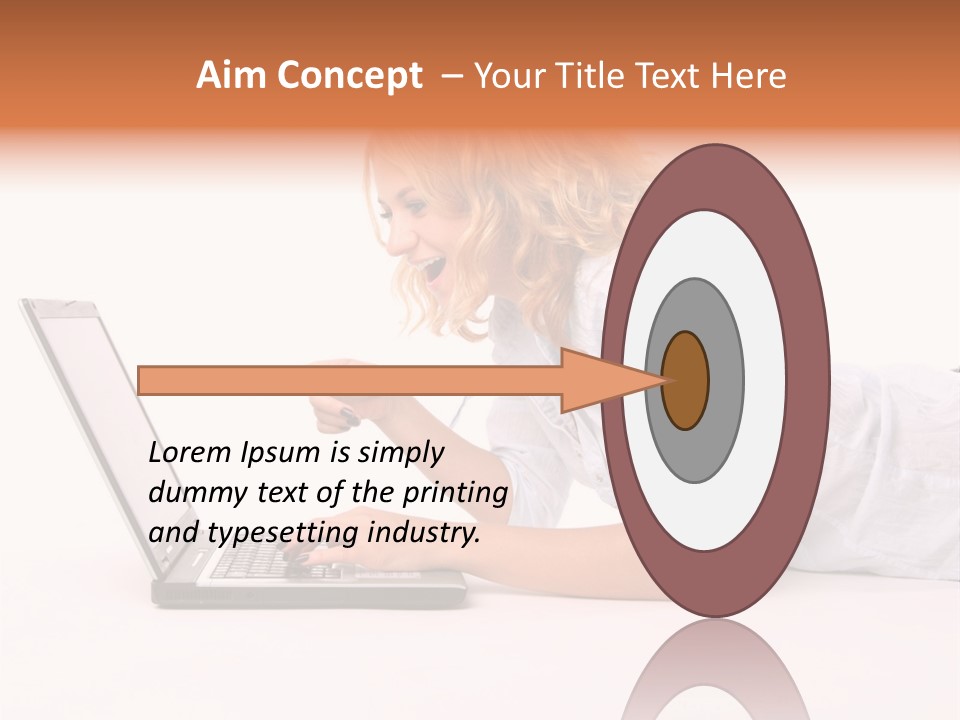 Surprised Woman Looks In The Laptop PowerPoint Template