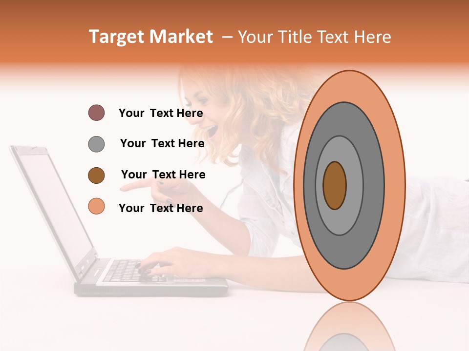 Surprised Woman Looks In The Laptop PowerPoint Template