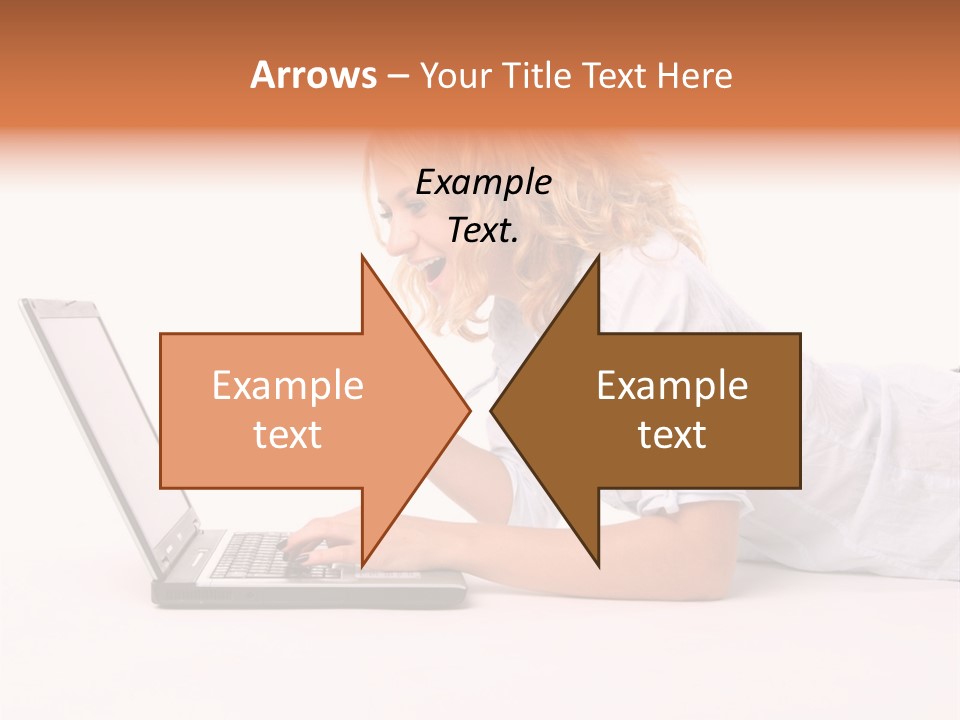 Surprised Woman Looks In The Laptop PowerPoint Template