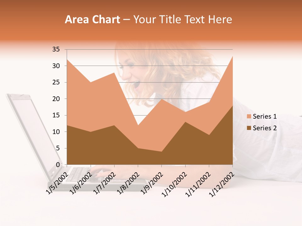 Surprised Woman Looks In The Laptop PowerPoint Template