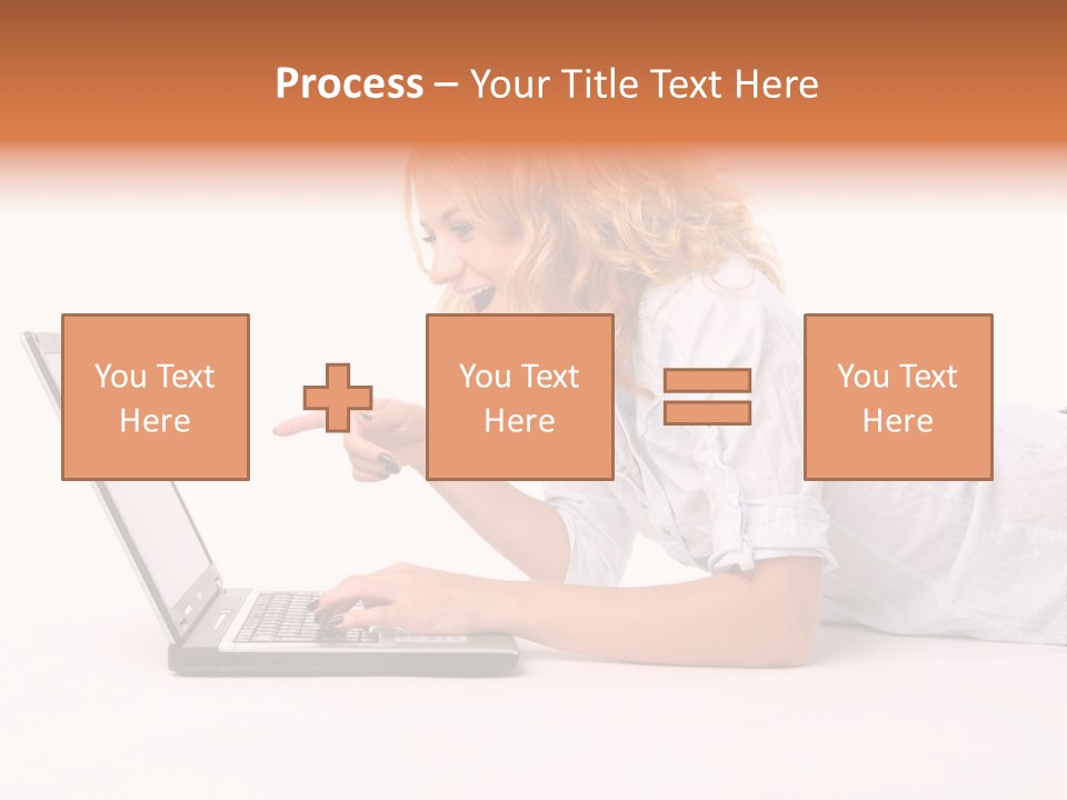 Surprised Woman Looks In The Laptop PowerPoint Template