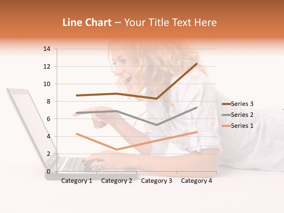 Surprised Woman Looks In The Laptop PowerPoint Template