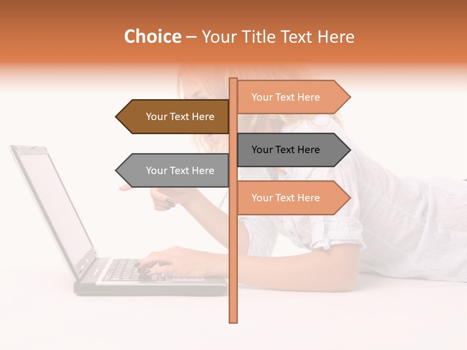 Surprised Woman Looks In The Laptop PowerPoint Template