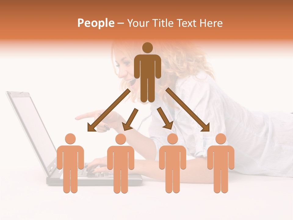 Surprised Woman Looks In The Laptop PowerPoint Template