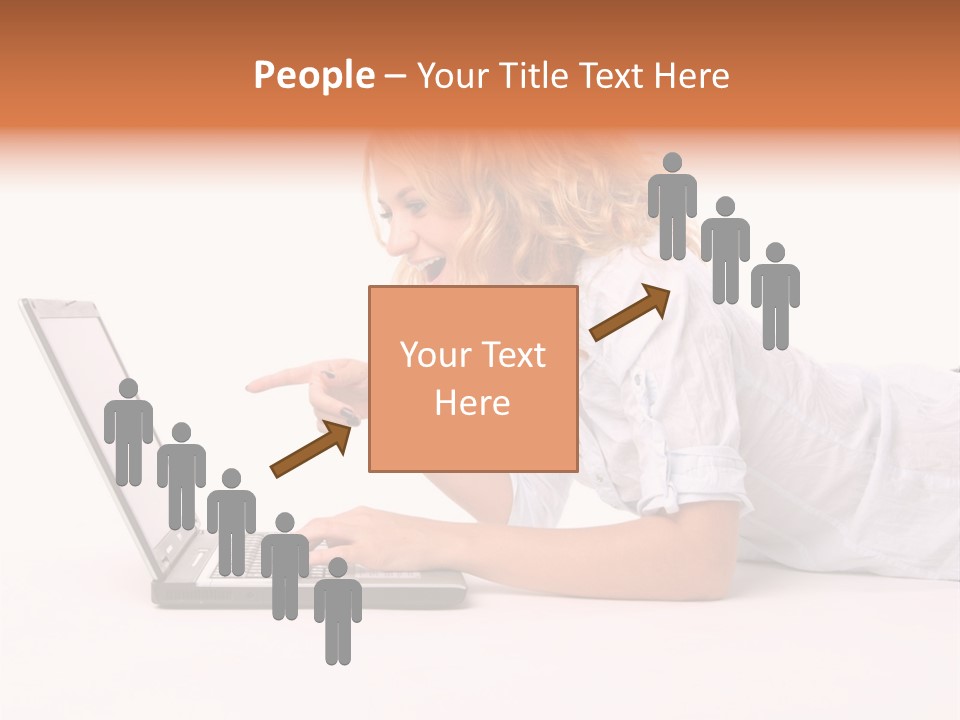 Surprised Woman Looks In The Laptop PowerPoint Template