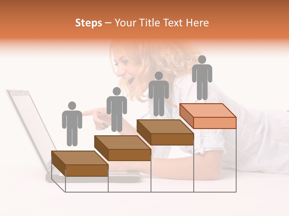 Surprised Woman Looks In The Laptop PowerPoint Template