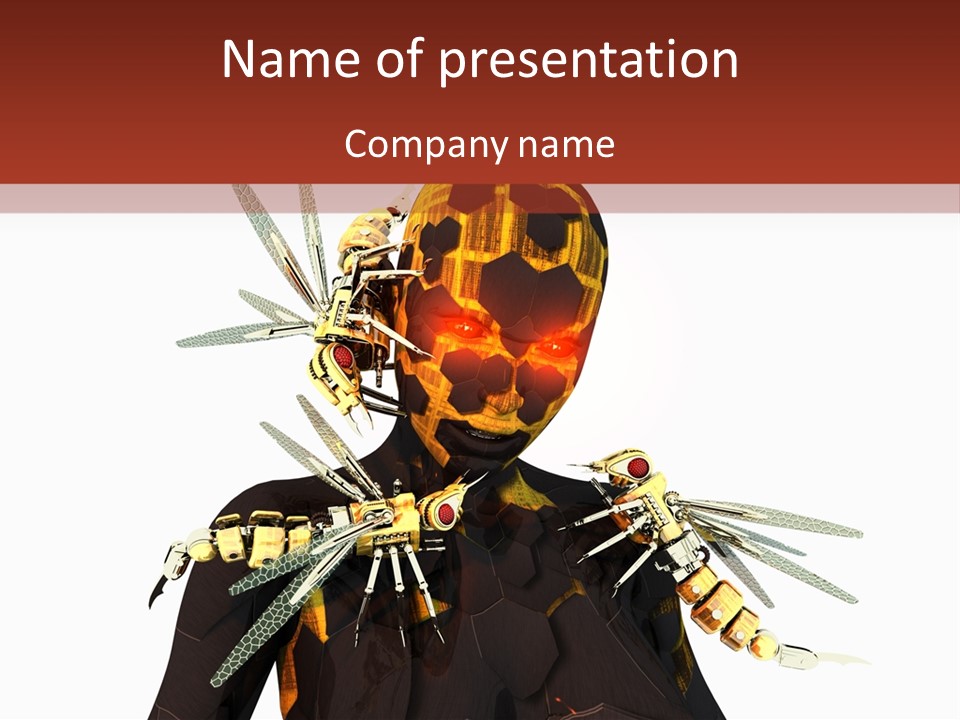A Person With A Mask And Scissor On Their Face PowerPoint Template