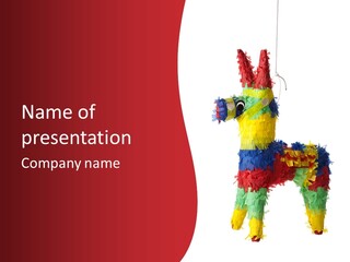 A Traditional, Primary Colored Mexican Party Pinata On A White Background PowerPoint Template