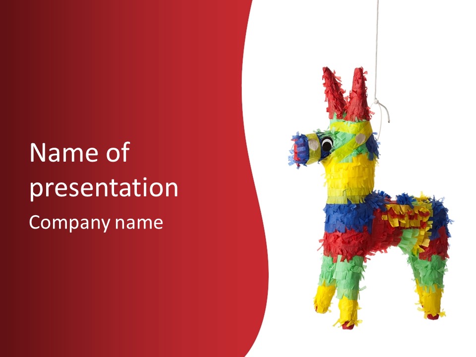 A Traditional, Primary Colored Mexican Party Pinata On A White Background PowerPoint Template