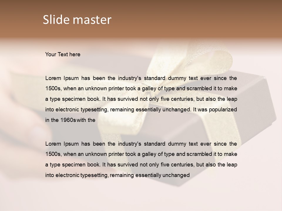 A Lovely Gift Box With Woman's Hands PowerPoint Template