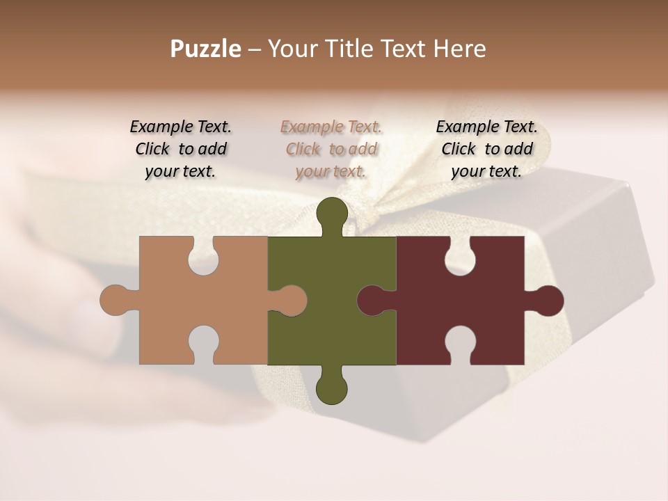 A Lovely Gift Box With Woman's Hands PowerPoint Template