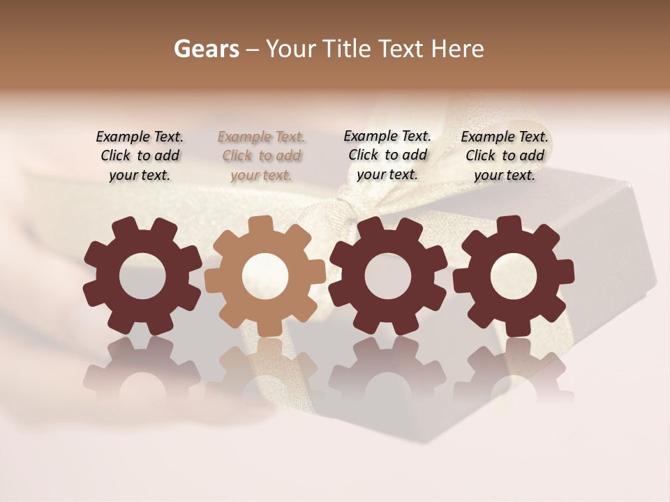 A Lovely Gift Box With Woman's Hands PowerPoint Template