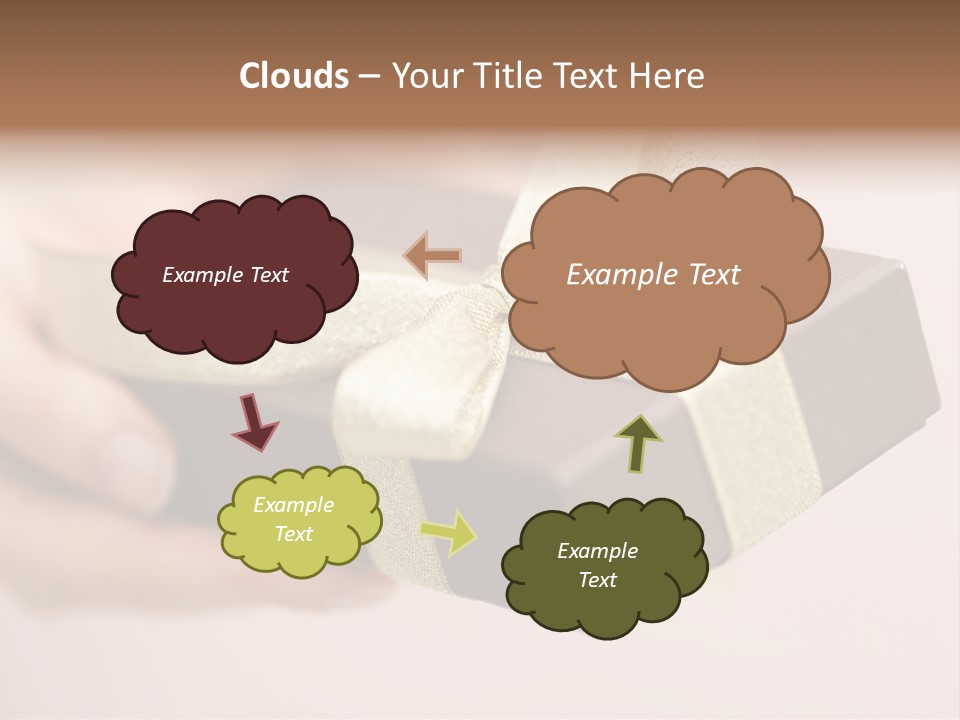 A Lovely Gift Box With Woman's Hands PowerPoint Template