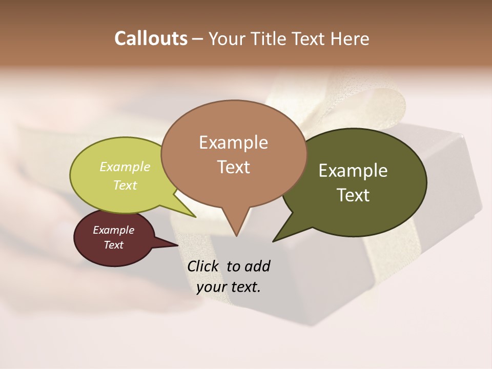 A Lovely Gift Box With Woman's Hands PowerPoint Template