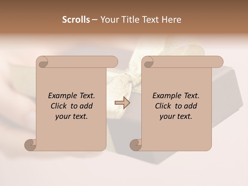 A Lovely Gift Box With Woman's Hands PowerPoint Template