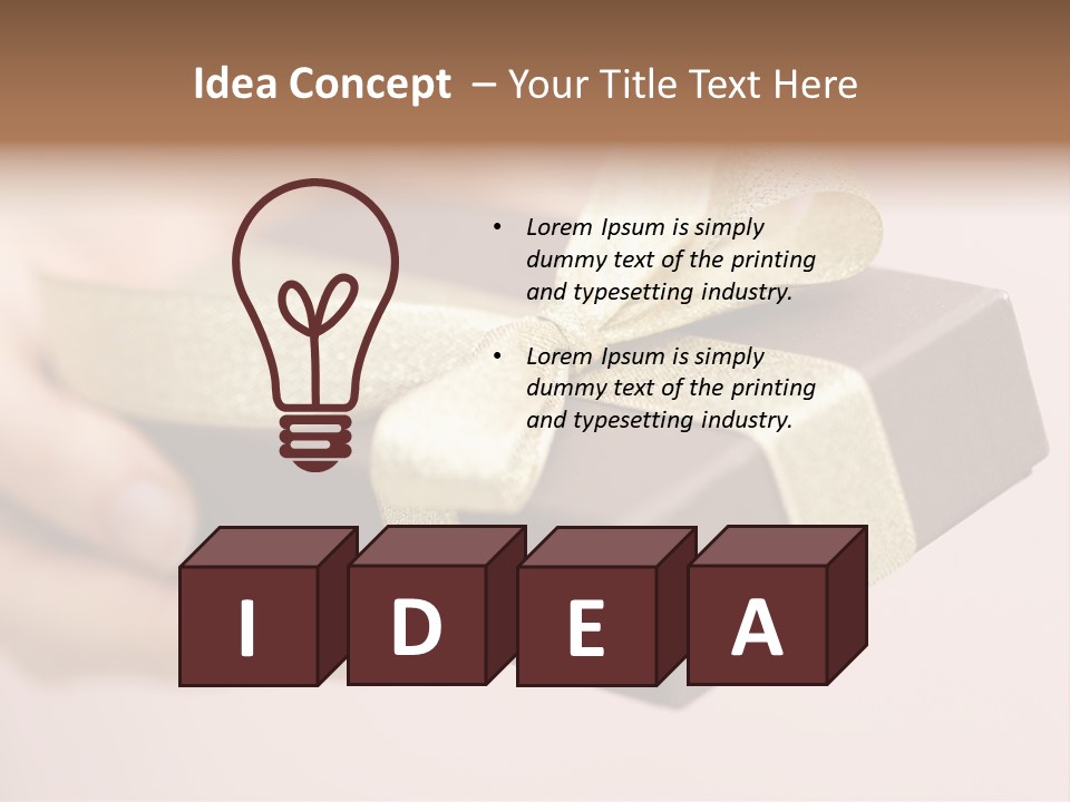 A Lovely Gift Box With Woman's Hands PowerPoint Template