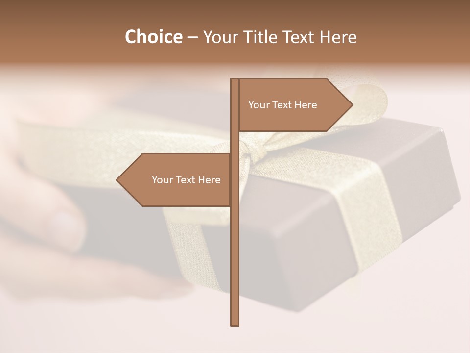 A Lovely Gift Box With Woman's Hands PowerPoint Template