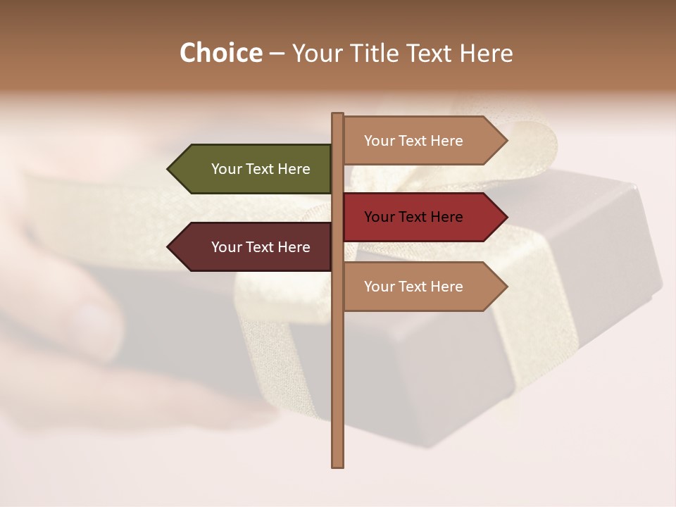 A Lovely Gift Box With Woman's Hands PowerPoint Template