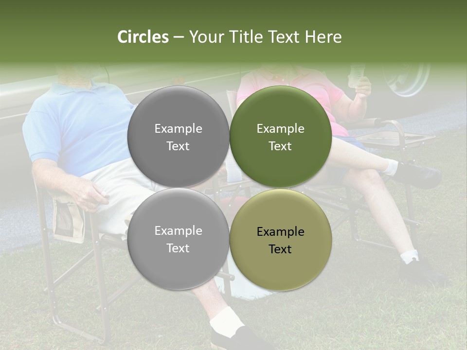 Senior Campers Sitting In Folding Chairs Outside Their Motor Home. PowerPoint Template