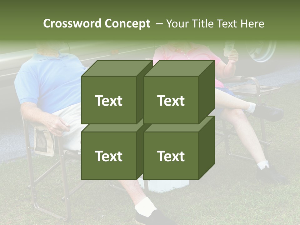 Senior Campers Sitting In Folding Chairs Outside Their Motor Home. PowerPoint Template