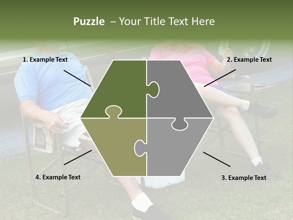 Senior Campers Sitting In Folding Chairs Outside Their Motor Home. PowerPoint Template