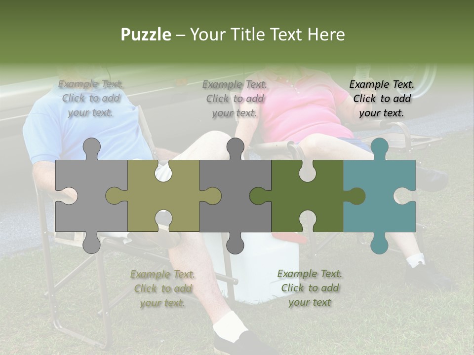 Senior Campers Sitting In Folding Chairs Outside Their Motor Home. PowerPoint Template