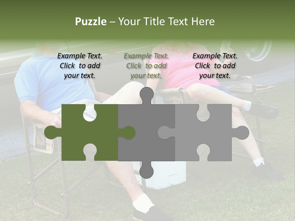 Senior Campers Sitting In Folding Chairs Outside Their Motor Home. PowerPoint Template