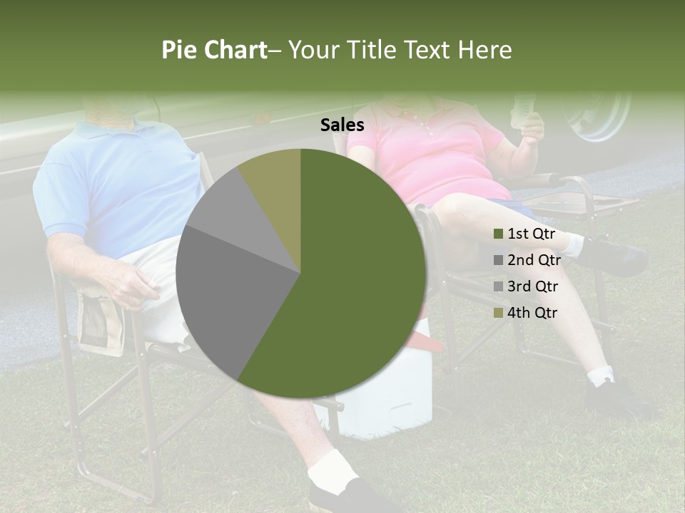 Senior Campers Sitting In Folding Chairs Outside Their Motor Home. PowerPoint Template