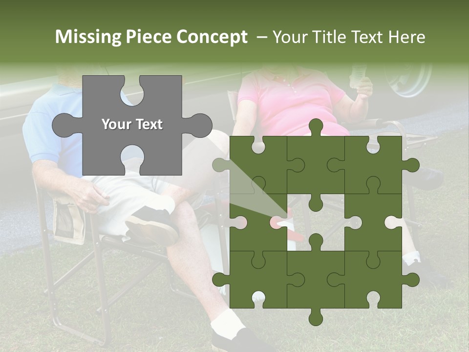 Senior Campers Sitting In Folding Chairs Outside Their Motor Home. PowerPoint Template