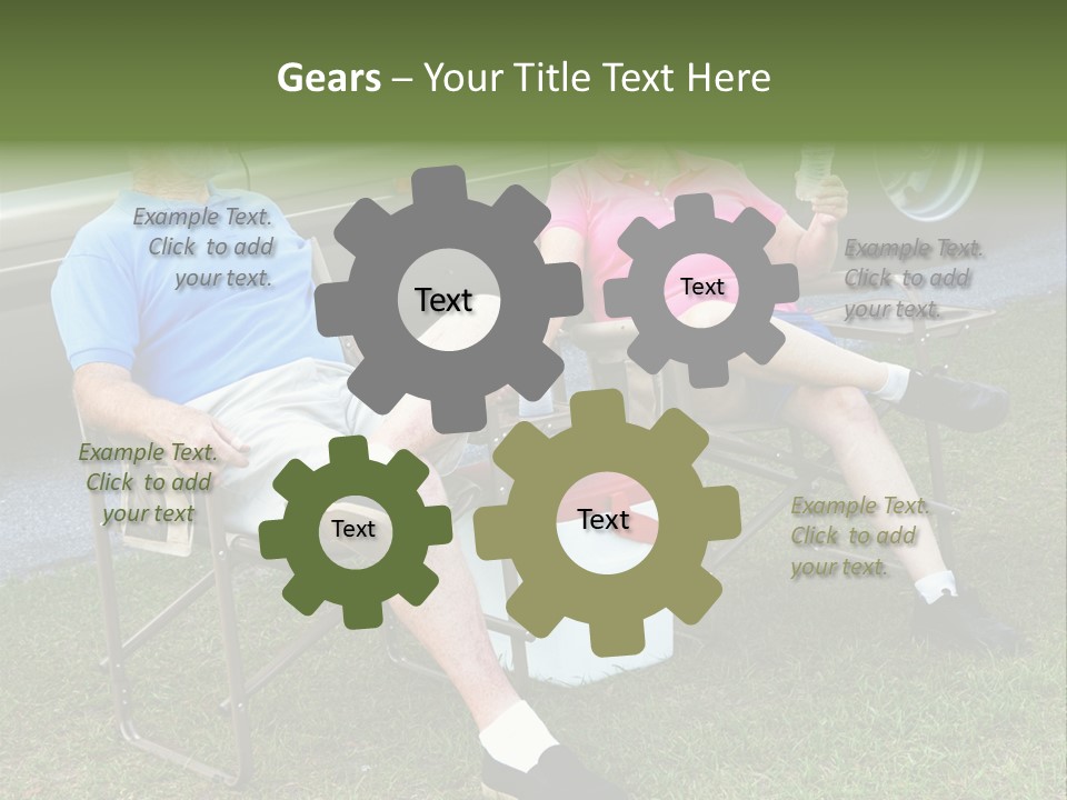 Senior Campers Sitting In Folding Chairs Outside Their Motor Home. PowerPoint Template