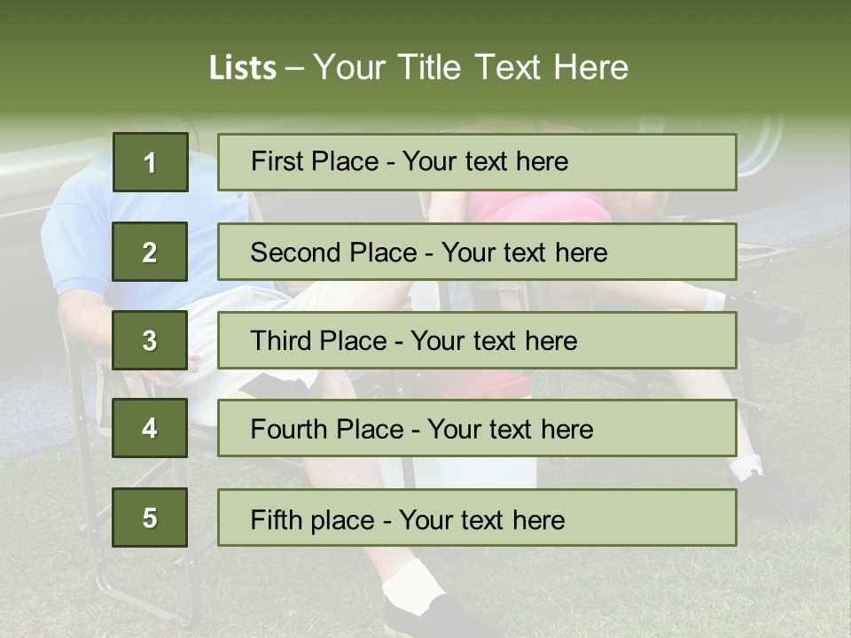 Senior Campers Sitting In Folding Chairs Outside Their Motor Home. PowerPoint Template