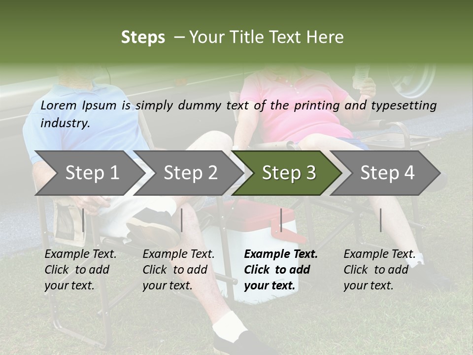 Senior Campers Sitting In Folding Chairs Outside Their Motor Home. PowerPoint Template