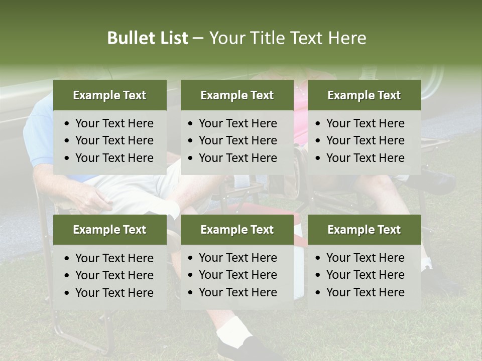 Senior Campers Sitting In Folding Chairs Outside Their Motor Home. PowerPoint Template