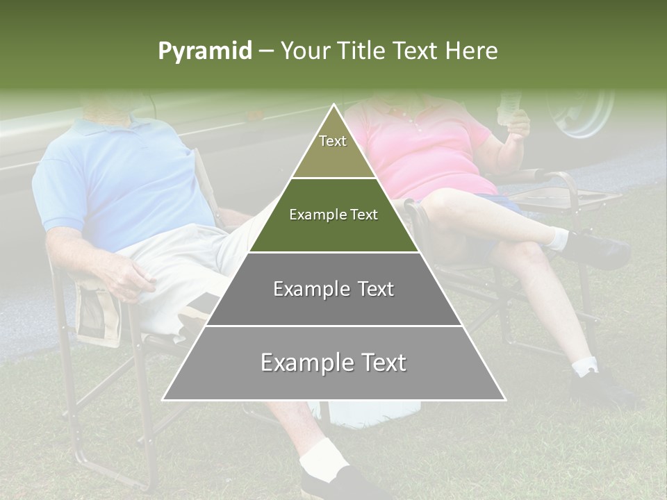 Senior Campers Sitting In Folding Chairs Outside Their Motor Home. PowerPoint Template