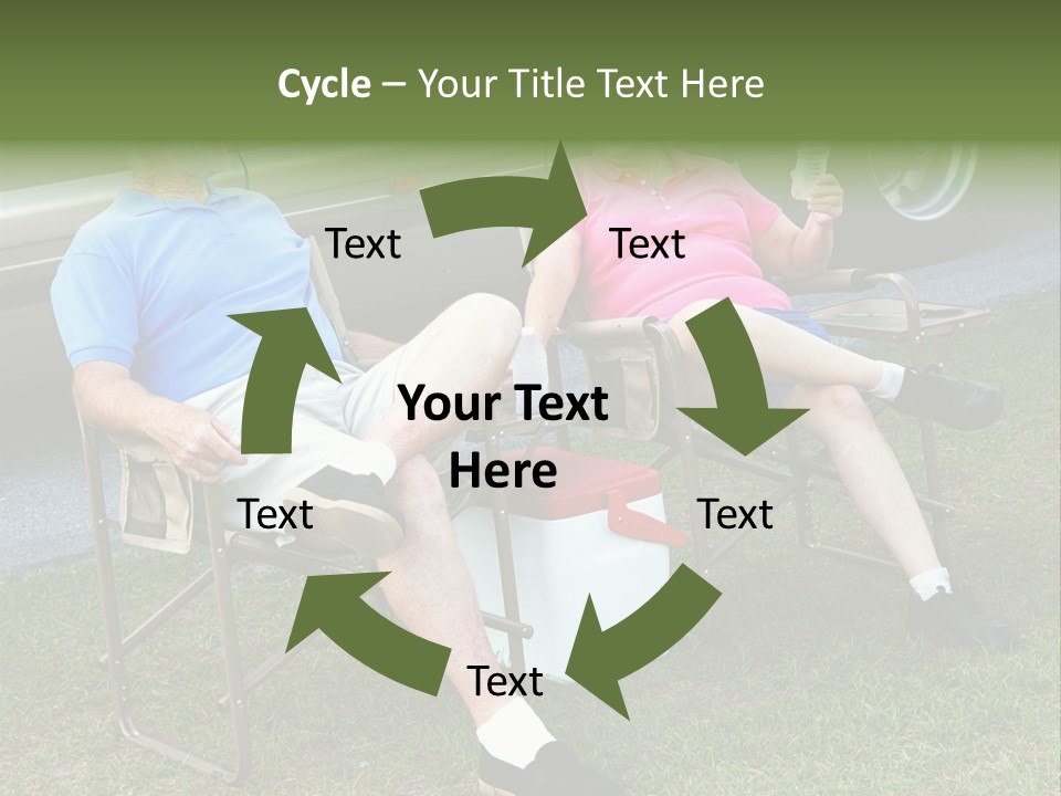 Senior Campers Sitting In Folding Chairs Outside Their Motor Home. PowerPoint Template