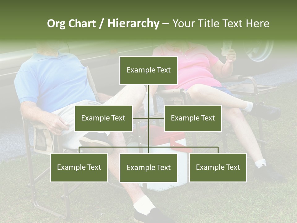 Senior Campers Sitting In Folding Chairs Outside Their Motor Home. PowerPoint Template