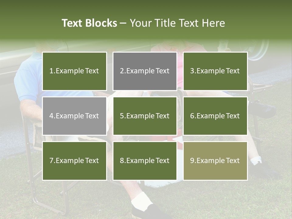 Senior Campers Sitting In Folding Chairs Outside Their Motor Home. PowerPoint Template