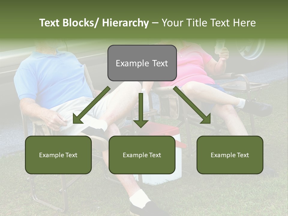 Senior Campers Sitting In Folding Chairs Outside Their Motor Home. PowerPoint Template