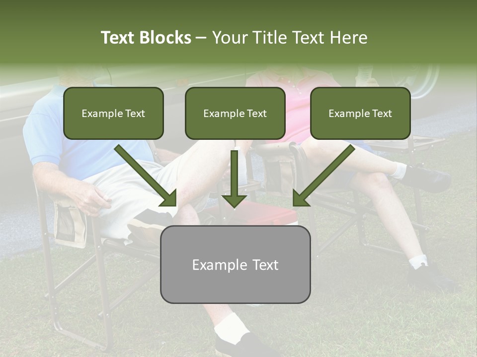 Senior Campers Sitting In Folding Chairs Outside Their Motor Home. PowerPoint Template