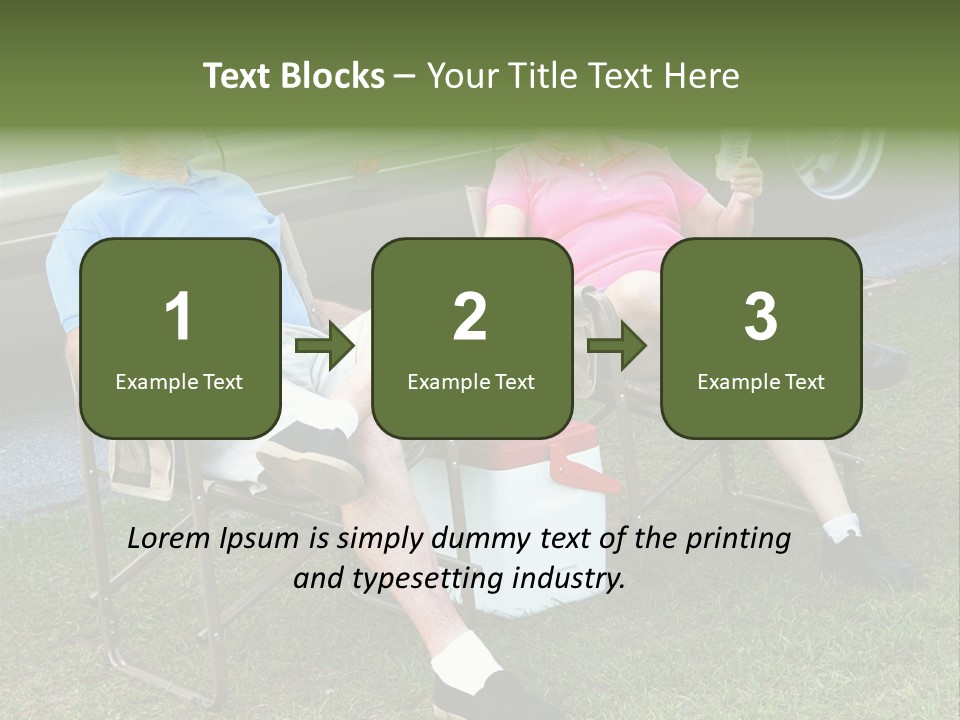 Senior Campers Sitting In Folding Chairs Outside Their Motor Home. PowerPoint Template