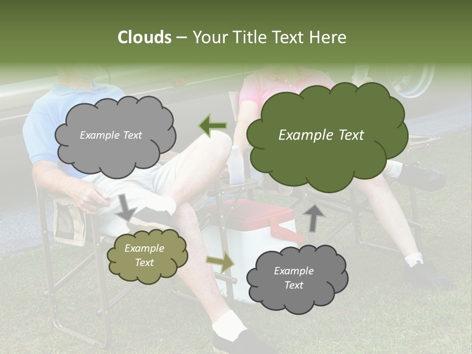 Senior Campers Sitting In Folding Chairs Outside Their Motor Home. PowerPoint Template