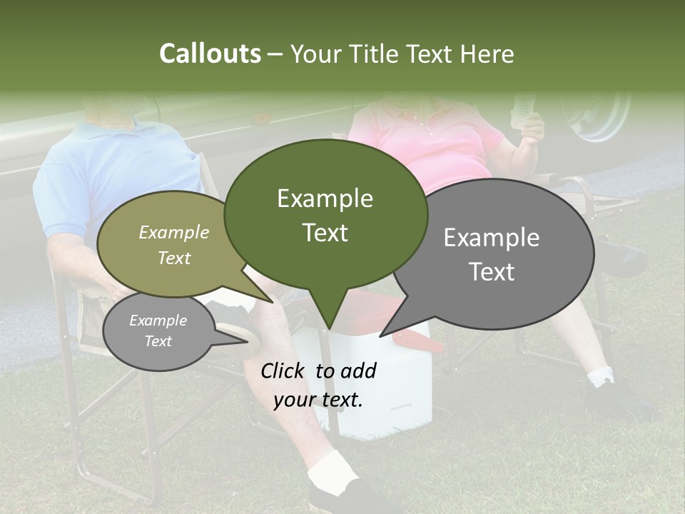 Senior Campers Sitting In Folding Chairs Outside Their Motor Home. PowerPoint Template