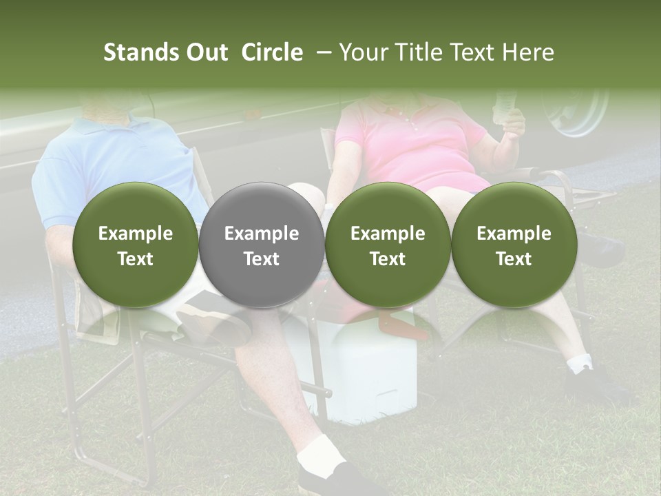 Senior Campers Sitting In Folding Chairs Outside Their Motor Home. PowerPoint Template