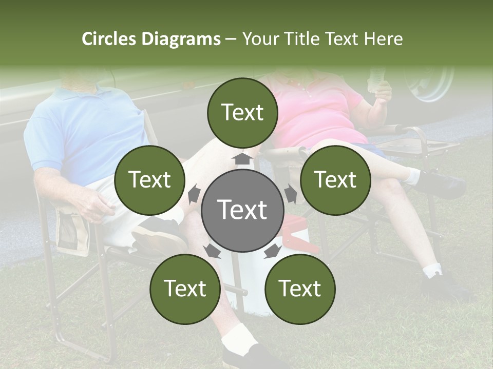 Senior Campers Sitting In Folding Chairs Outside Their Motor Home. PowerPoint Template