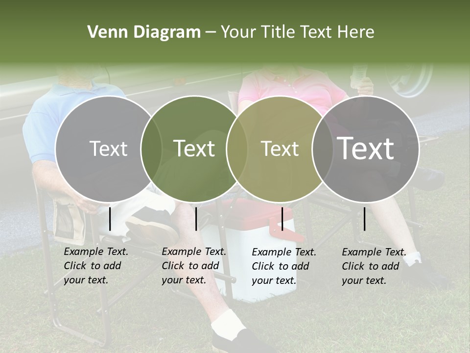 Senior Campers Sitting In Folding Chairs Outside Their Motor Home. PowerPoint Template