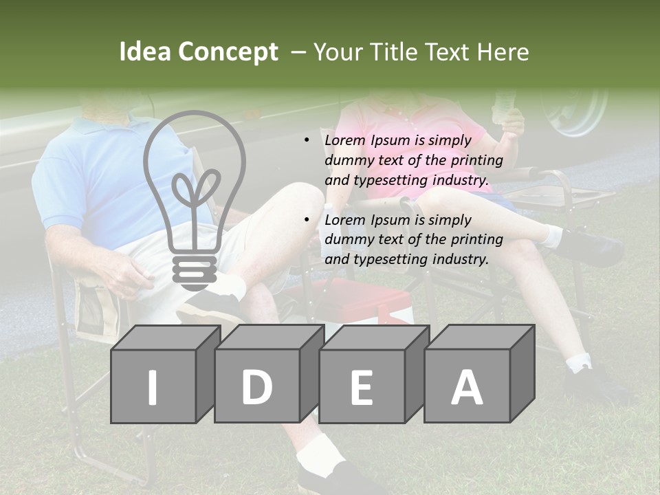 Senior Campers Sitting In Folding Chairs Outside Their Motor Home. PowerPoint Template