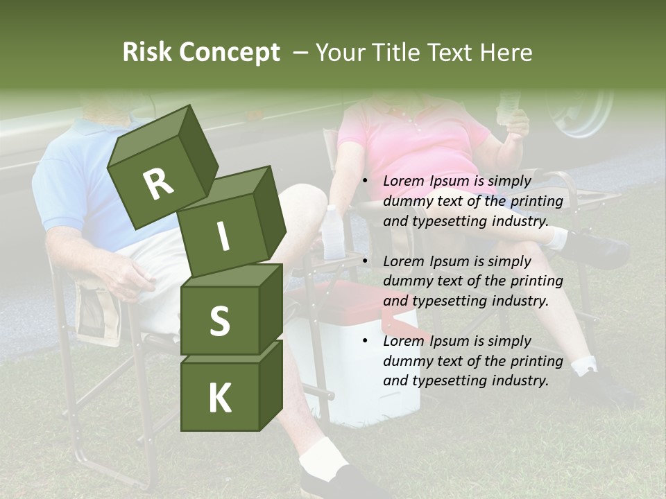 Senior Campers Sitting In Folding Chairs Outside Their Motor Home. PowerPoint Template