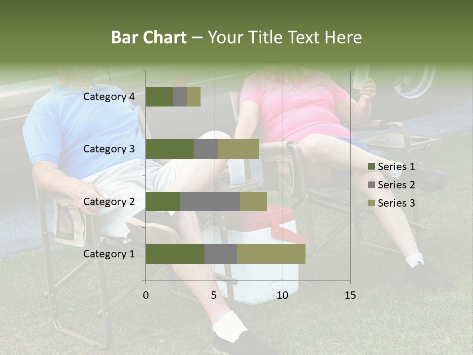Senior Campers Sitting In Folding Chairs Outside Their Motor Home. PowerPoint Template