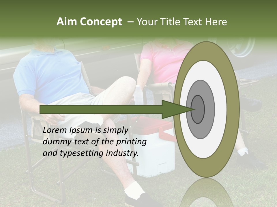 Senior Campers Sitting In Folding Chairs Outside Their Motor Home. PowerPoint Template