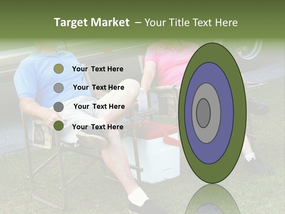 Senior Campers Sitting In Folding Chairs Outside Their Motor Home. PowerPoint Template